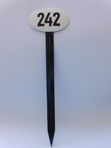 Vintage Sweden Enamel Porcelain Garden / Yard House Number 242 Sign on Stick Cover
