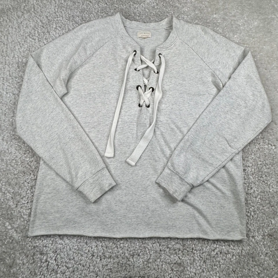 Sudadera Pullover con Cordones Lucky Brand Gris Claro Beige Mujer Grande Foto 1 de 4