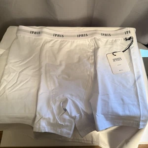 IPHIS Herren Größe 2X Weiß Bio Baumwolle Boxershorts Unterwäsche Neu mit Etikett - Bild 1 von 9