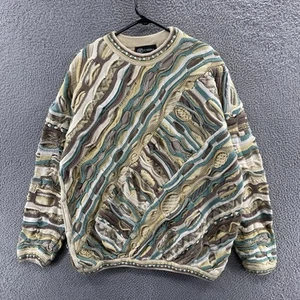 VINTAGE Tundra Sweater Men 3XLT 3XL 3D Knit Abstract Hip Hop Heavy Cotton 90s - Picture 1 of 13
