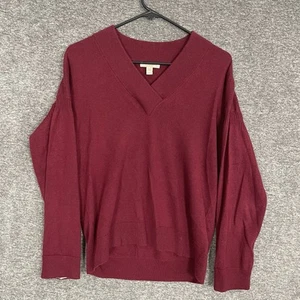Burberry Brit V Neck Sweater Womens M Red Cashmere - Picture 1 of 9