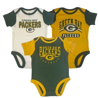 NFL Green Bay Packers Infantil Niño Manga Corta Body 3pk, 3-6 Meses Foto 1 de 4