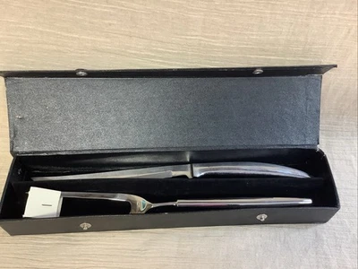 2 Piezas ~ Juego de Talla de Acero Inoxidable en Caja ~ CUCHILLO Y TENEDOR DE TALLA Foto 1 de 4