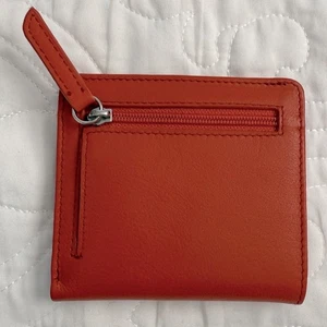 Mini billetera de viaje plegable ILI New York elegante cuero naranja/rojo nueva sin etiquetas - Imagen 1 de 7