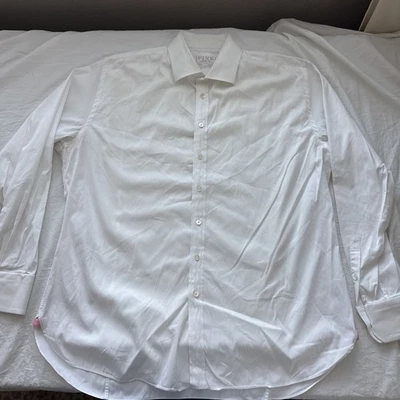 Camisa de vestir Thomas rosa para hombre blanca manga larga 17” 43 cm, atlética R, 764 Foto 1 de 4