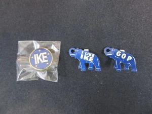 Vintage Campaign Revers & Fold Back Pins I Like Ike GOP Election Elephant - Bild 1 von 5