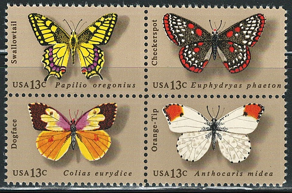 Mint US Block of 4 Butterflies Stamp Set,Scott# 1712-1715 (MNH) - Image 1 of 1