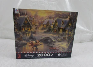 Disney 2000-Piece Thomas Kinkade Jigsaw Puzzle Mickey Minnie Winter Skating - Picture 1 of 11