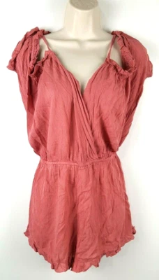 NWT TOPSHOP Women's Pink Spaghetti Strap Cold Shoulder Romper Sz 8/10 US Stretch - Image 1 of 4