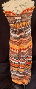 CHESLEY MULTICOLOR STRAPLESS MAXI DRESS S/M ABSTRACT - Picture 1 of 6