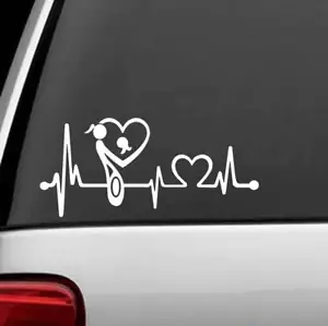 Mom Loves Daughter Mother Heartbeat Lifeline Decal Sticker Laptop Ivory K1121 - Picture 1 of 2