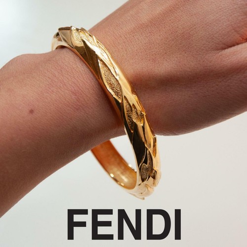 AUTENTICO BRACCIALE FENDI BRACCIALE PLACCATO ORO VINTAGE ANNI 80