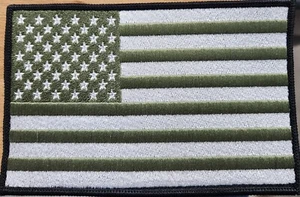 American USA Flag Patch W/ Hook & Loop Fastener Olive Draft & White 6 x 4 - Picture 1 of 1