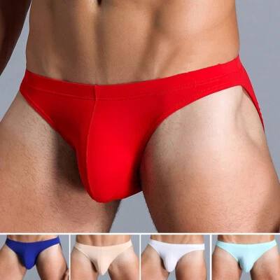 Men's Sexy Breathable Low Waist/U-Convex Solid Color Underwear Briefs Underpants - Image 1 of 4