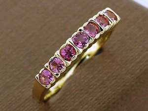 R136 Genuine 9K Gold Natural Pink Tourmaline Ring Anniversary Stackable size O - Picture 1 of 4