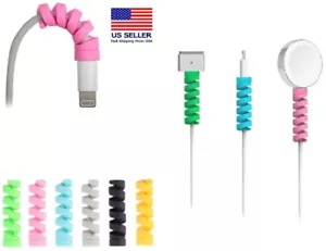 24-Pack Silicone Charging Cable Protector Set – Spiral Cord Saver for USB Phones - Picture 1 of 9