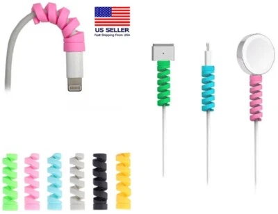 24-Pack Silicone Charging Cable Protector Set – Spiral Cord Saver for USB Phones - Image 1 of 4