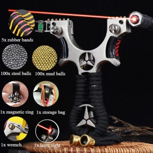 Powerful Slingshot Hunting Laser Catapult Stainless Steel Archery Slingbow Shoot - Picture 1 of 16