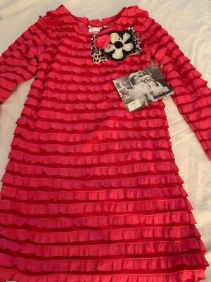 Vestido de festa novo com etiquetas CachCach meninas babado rosa tamanho 5 - Imagem 1 de 4