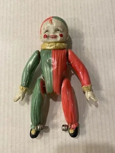 Celluloid Clown Tumbling Toy Pink Green Suit Wind Up Key MCM Missing Key B87 - Picture 1 of 8