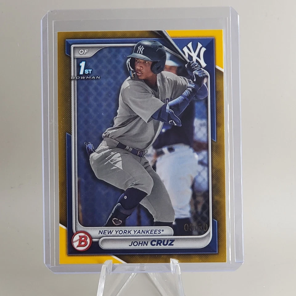 2024 Bowman  John Cruz 1st Bowman GOLD PARALLEL /50  New York Yankees #BP-77 - Image 1 of 4
