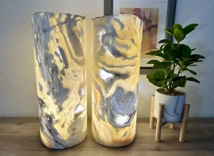 2 Onyx Lamps / Stone Table Lamps / Nightstand Lamps / Desk Lamps / Handmade Lamp - Picture 1 of 10