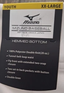 (BB - 47} MIZUNO YOUTH LONG BASEBALL PANT - WHITE - XXLARGE - Picture 1 of 3