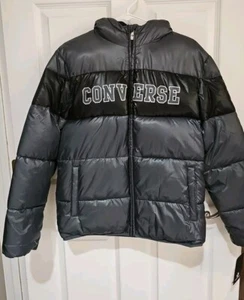 Boy's Converse Puffer Dark Gray Coat Jacket Size XL 13-15 Yrs Old $100 Tag *Read - Picture 1 of 15
