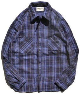 Jeans Samurai $345 NUEVO CON ETIQUETAS Camisa de Franela a Cuadros Teñida con Cuerda Índigo Azul Marino SIN21-01-OVS M - Imagen 1 de 7