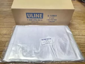 900 Uline 8" X 24" 1 Mil Industriale Plastica Trasparente Poli Sacchetti S-10881 Conservazione Alimenti - Foto 1 di 1