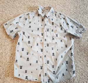 Wonder Nation Boys Gray Skull Button Up Shirt Size XL 14/16 - Picture 1 of 2