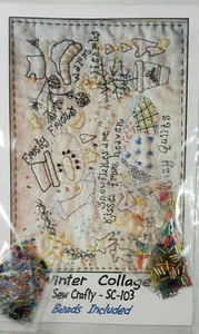 Janice Lowenthal Embroidery Pattern WINTER COLLAGE Beads Included - Picture 1 of 3