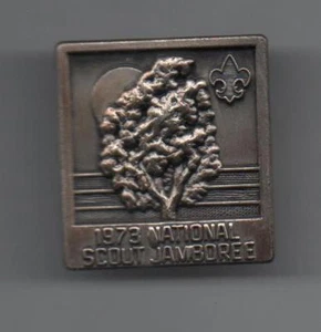 National Jamboree 1973 pañuelo de metal diapositiva, todo en tonos plateados, número de montaje - Imagen 1 de 3