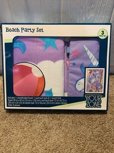 Your Zone Unicorn Beach Party Set Towel, Swimsuit Sack , & Beach Ball - Picture 1 of 3