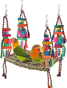 Bird Toys, Bird Foraging Wall Toy Large Size Seagrass Woven Climbing Hammock Swi - Picture 1 of 6