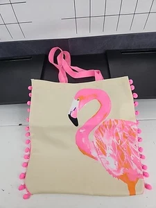 Flamingo Canvas Shopper Tote With Defects See Photos New Without Tags - Picture 1 of 7