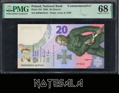 POLAND 20 Zlotych 2020 Pick-194 COMMEMORATIVE PMG 68 EPQ Superb Gem UNC - Image 1 of 2