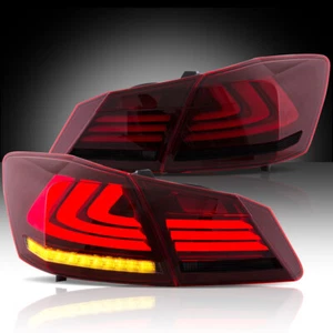 For 2013-2015 Honda Accord 4 Door Sedan LED Red Tail Lights Sequential Indicator - Picture 1 of 11