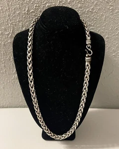 7mm Width 925 Sterling Silver Spiga Wheat Chain Mens Necklace 18" - Picture 1 of 9