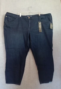 DG2 Diane Gilman Womens Stretch Jeans Indigo Blue Size 26PW 48" Waist 25" Inseam - Picture 1 of 10