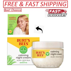 Burt's Bees Calming Night Cream With Aloe&Rice Milk, Face Moisturizer, Sensitive - Picture 1 of 5