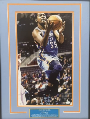 JSA Kevin Durant Signed 12 x 18 Photo Matted w/engraved nameplate OKC Thunder - Image 1 of 4