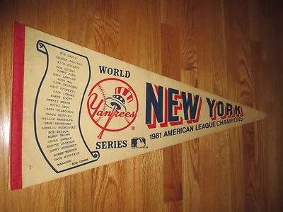 1981 New York Yankees Campeones de la Liga Americana 30" Banderín Guidry Jackson Foto 1 de 3