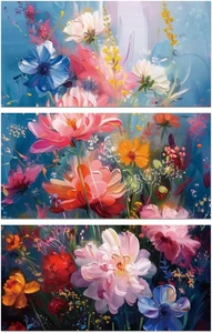 Decalcomanie Trasferimento Rub on per Arredamento Artigianato Decorazione 6"X12", 3pz Retrò Colorato Fl - Foto 1 di 12