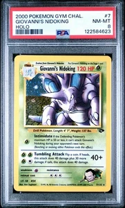 Pokemon Giovanni's Nidoking 7/132 Holo Rare Unlimited Gym Challenge PSA 8 NM-MT - Picture 1 of 2