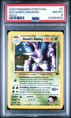 Pokemon Giovanni's Nidoking 7/132 Holo Rare Unlimited Gym Challenge PSA 8 NM-MT - Image 1 of 2