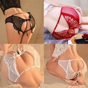 3PACK Women's Transparent Open Back Backless Sexy Butterfly Sissy Bikini Panties - Picture 1 of 26