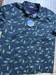 Columbia PFG Herren Gr. 2XL Kurzarm Hemd mit Knopfleiste All Over Fisch Blau - Bild 1 von 10