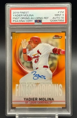 Yadier Molina 2019 Topps Finest Origins Auto Orange 15/25 PSA 9 Auto 10 Case Hit - Image 1 of 4