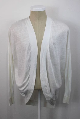 Cárdigan plumero Theory para mujer talla S blanco lino tejido viscosa frente abierto Foto 1 de 4